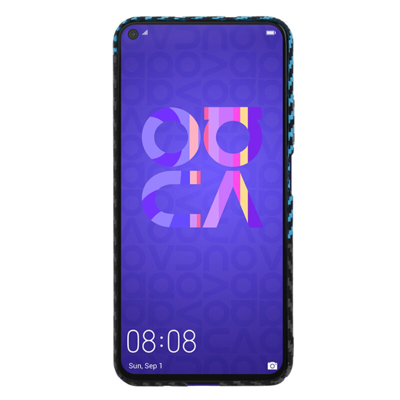 Husa Huawei Nova 5T Techsuit Carbonite FiberShell, bleu
