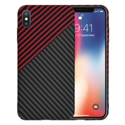 Husa iPhone X, iPhone 10 Techsuit Carbonite FiberShell, rosu inchis