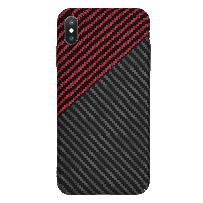 Husa iPhone X, iPhone 10 Techsuit Carbonite FiberShell, rosu inchis