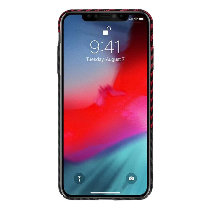 Husa iPhone XS Techsuit Carbonite FiberShell, rosu inchis