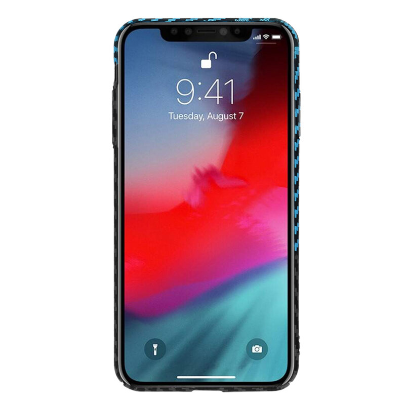 Husa iPhone XS Techsuit Carbonite FiberShell, bleu
