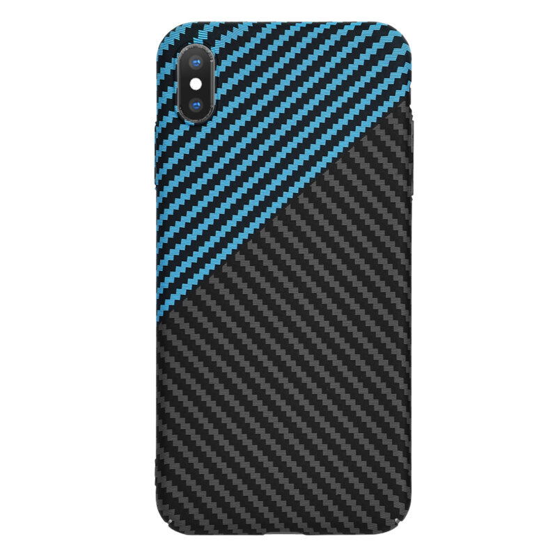 Husa iPhone XS Techsuit Carbonite FiberShell, bleu