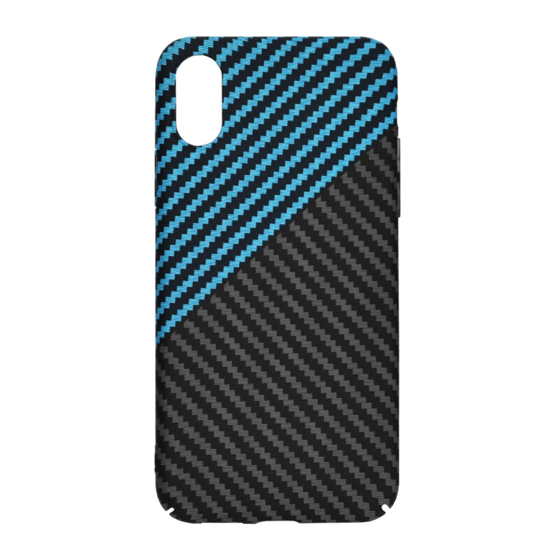 Husa iPhone XS Techsuit Carbonite FiberShell, bleu