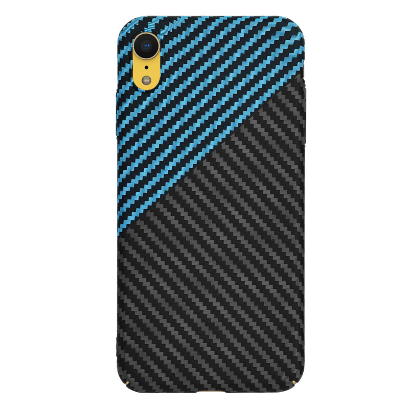Husa iPhone XR Techsuit Carbonite FiberShell, bleu