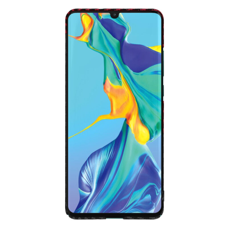 Husa Huawei P30 Pro Techsuit Carbonite FiberShell, rosu inchis