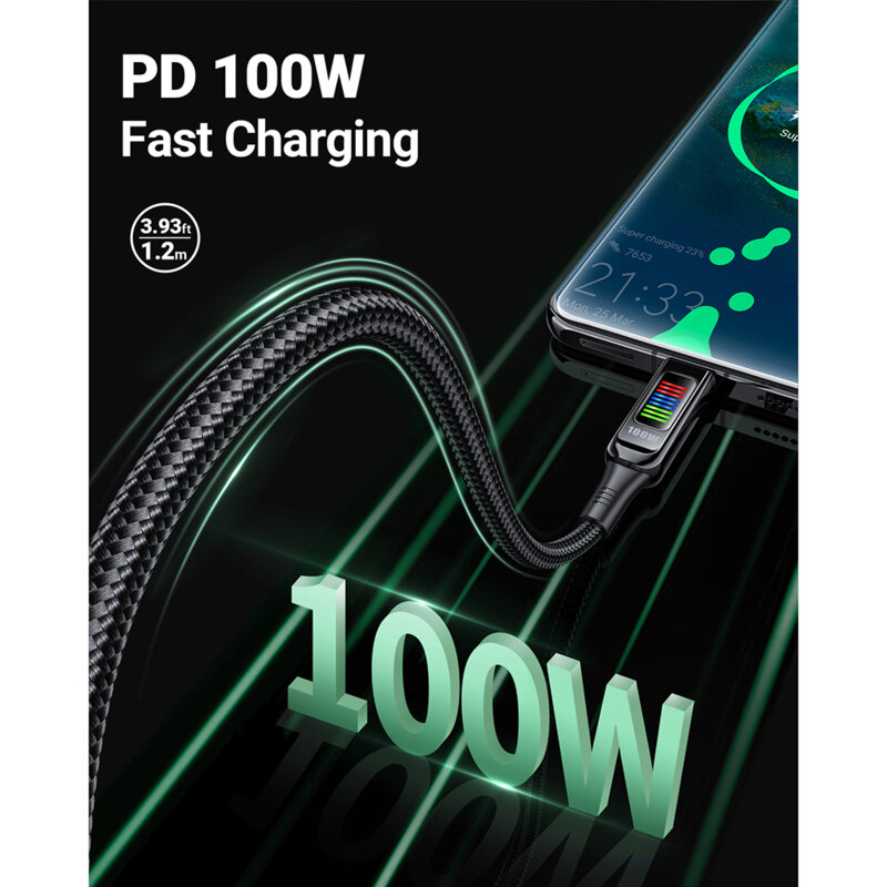 Cablu de date Type-C la Type-C, Acefast C7-03, 100W, 1.2m