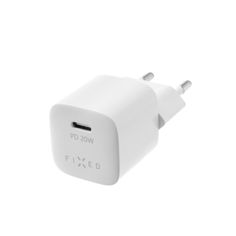 Mini incarcator de priza Type-C Fixed, 20W, FIXC20M-C-WH, alb