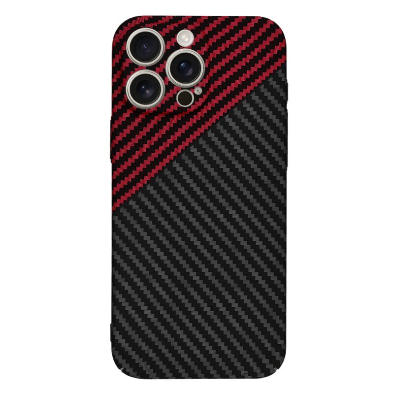 Husa iPhone 16 Pro Max Techsuit Carbonite FiberShell, rosu inchis