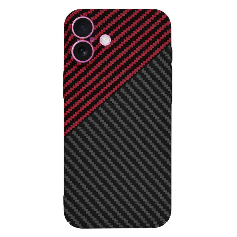 Husa iPhone 16 Plus Techsuit Carbonite FiberShell, rosu inchis