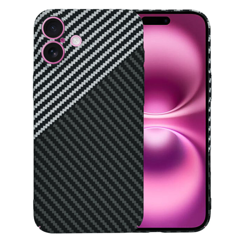 Husa iPhone 16 Plus Techsuit Carbonite FiberShell, gri