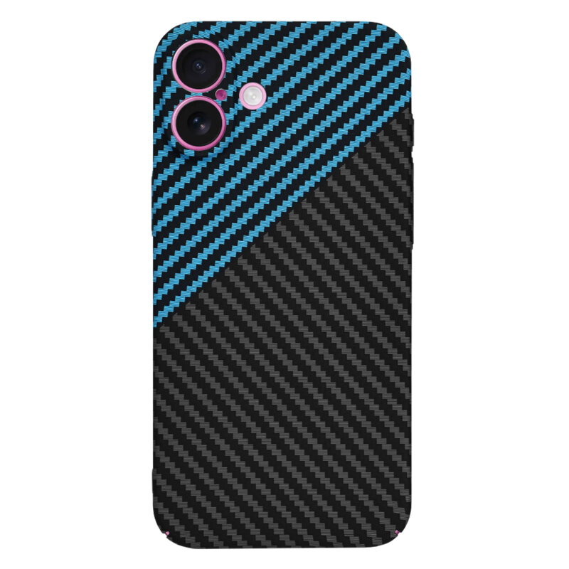 Husa iPhone 16 Plus Techsuit Carbonite FiberShell, bleu