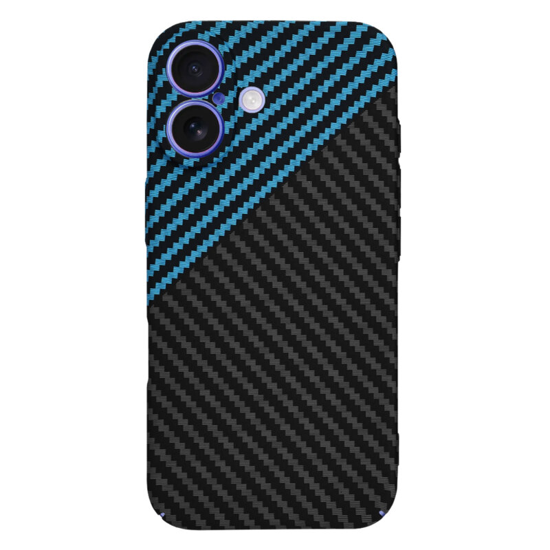 Husa iPhone 16 Techsuit Carbonite FiberShell, bleu