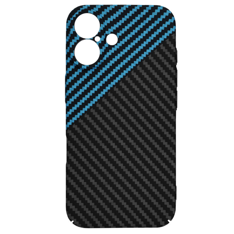 Husa iPhone 16 Techsuit Carbonite FiberShell, bleu