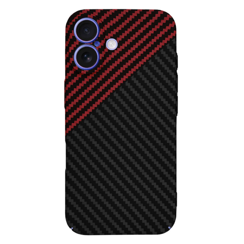 Husa iPhone 16 Techsuit Carbonite FiberShell, rosu inchis