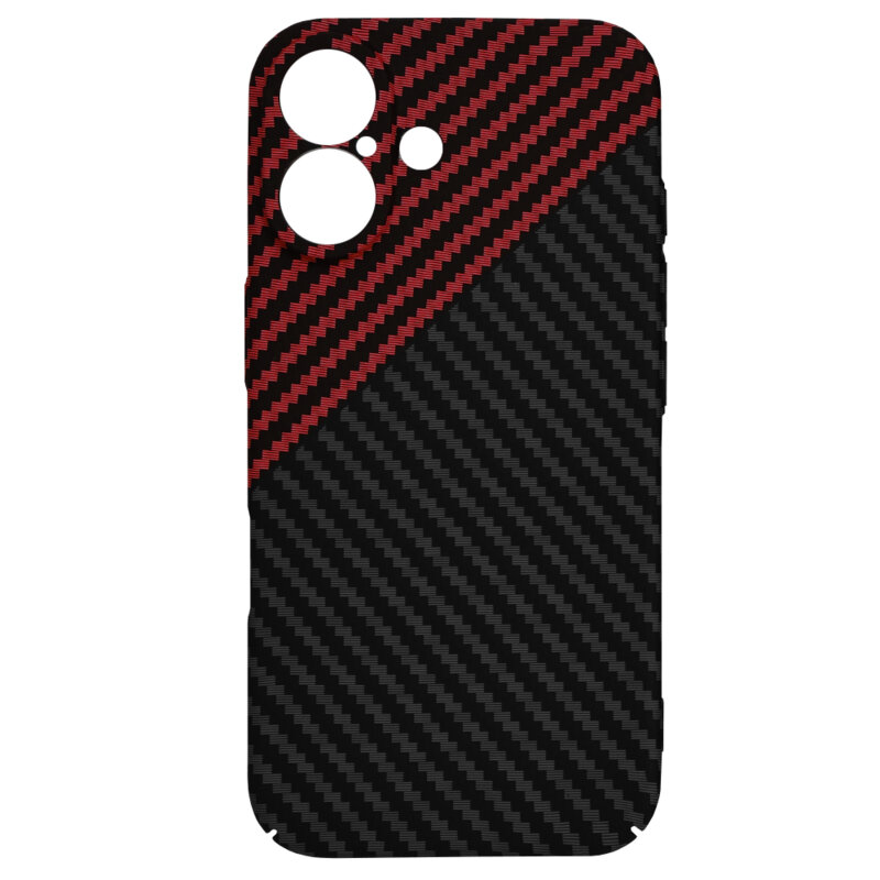 Husa iPhone 16 Techsuit Carbonite FiberShell, rosu inchis