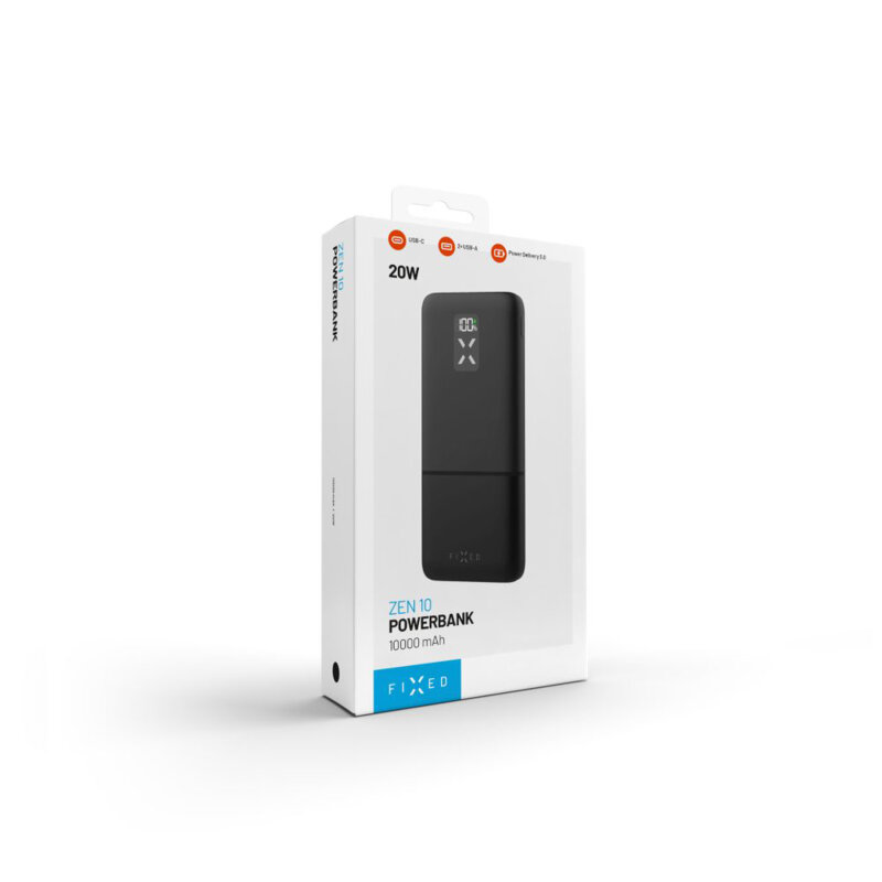 Powerbank 10000mAh, USB, Type-C, Fixed, negru, FIXZEN-10-BK