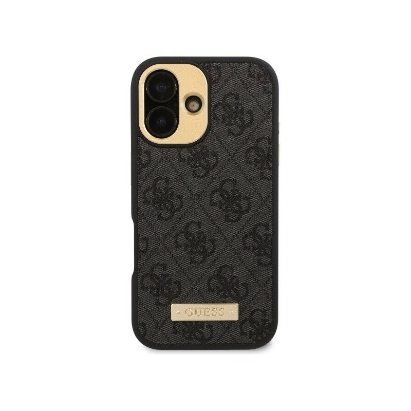 Husa originala Guess iPhone 16 Hardcase 4G Logo Plate MagSafe, negru, GUHMP16SU4GPRK