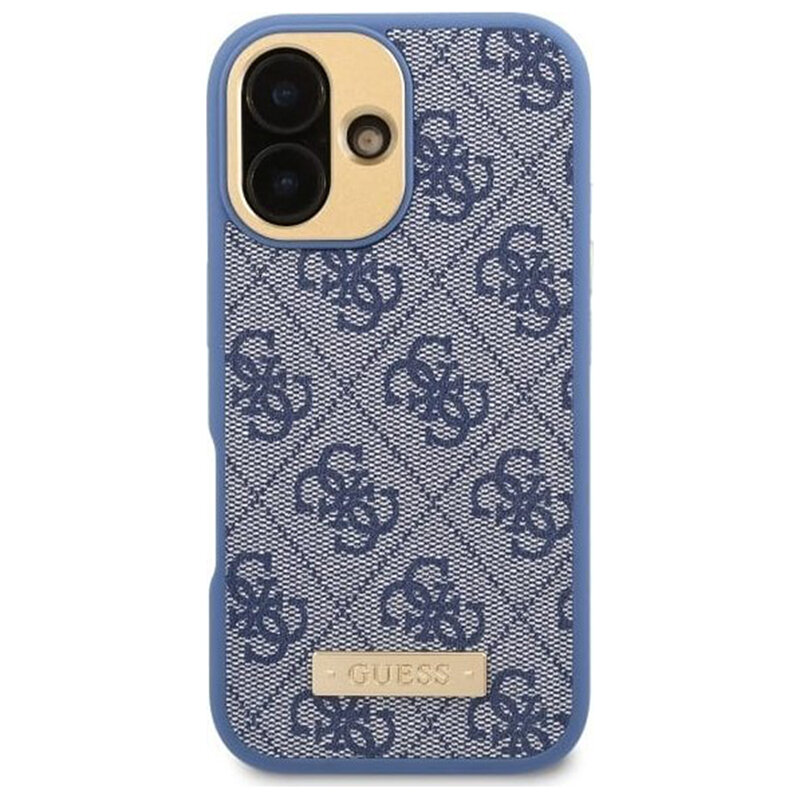 Husa originala Guess iPhone 16 Plus Hardcase 4G Logo Plate MagSafe, albastru, GUHMP16MU4GPRB
