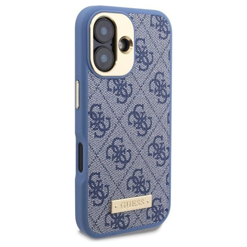 Husa originala Guess iPhone 16 Plus Hardcase 4G Logo Plate MagSafe, albastru, GUHMP16MU4GPRB