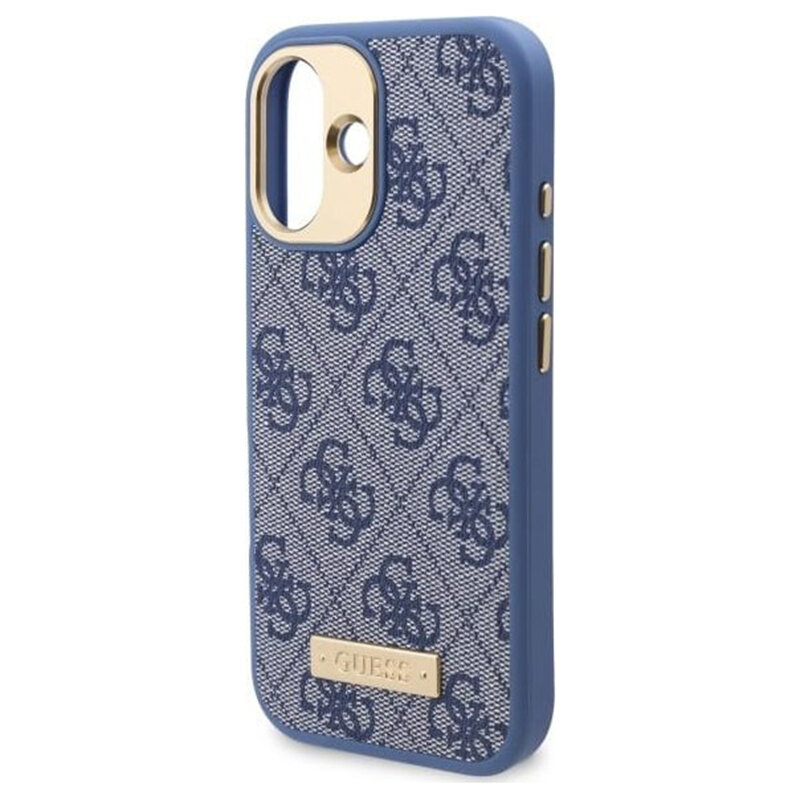 Husa originala Guess iPhone 16 Plus Hardcase 4G Logo Plate MagSafe, albastru, GUHMP16MU4GPRB