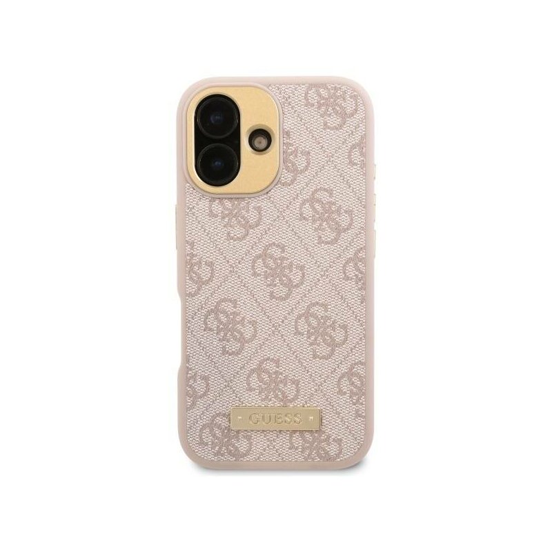 Husa originala Guess iPhone 16 Plus Hardcase 4G Logo Plate MagSafe, roz, GUHMP16MU4GPRP