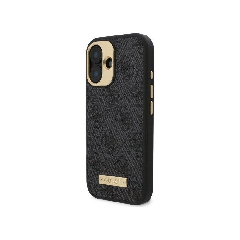 Husa originala Guess iPhone 16 Plus Hardcase 4G Logo Plate MagSafe, negru, GUHMP16MU4GPRK