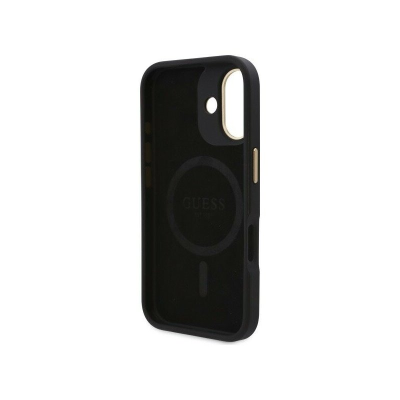 Husa originala Guess iPhone 16 Plus Hardcase 4G Logo Plate MagSafe, negru, GUHMP16MU4GPRK