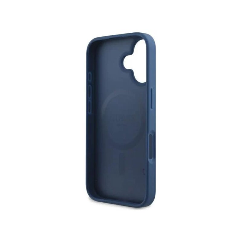 Husa originala Guess iPhone 16 Hardcase 4G Printed Stripes MagSafe, albastru, GUHMP16SP4RPSB