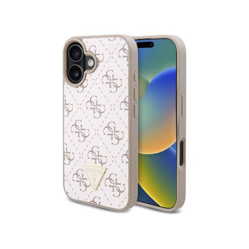 Husa originala Guess iPhone 16 Hardcase 4G Triangle Metal Logo, alb, GUHCP16SPG4GPH