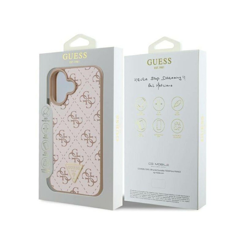 Husa originala Guess iPhone 16 Hardcase 4G Triangle Metal Logo, alb, GUHCP16SPG4GPH