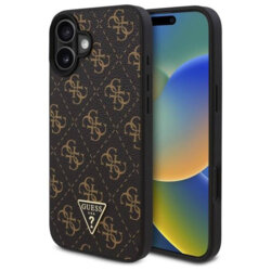 Husa originala Guess iPhone 16 Plus Hardcase 4G Triangle Metal Logo, negru, GUHCP16MPG4GPK