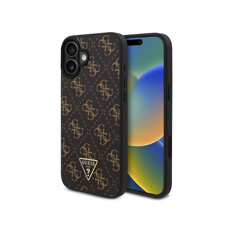 Husa originala Guess iPhone 16 Plus Hardcase 4G Triangle Metal Logo, negru, GUHCP16MPG4GPK