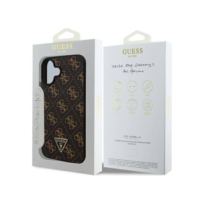 Husa originala Guess iPhone 16 Plus Hardcase 4G Triangle Metal Logo, negru, GUHCP16MPG4GPK