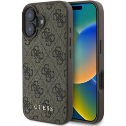 Husa originala Guess iPhone 16 Hardcase 4G Classic, maro, GUHCP16SG4GFBR