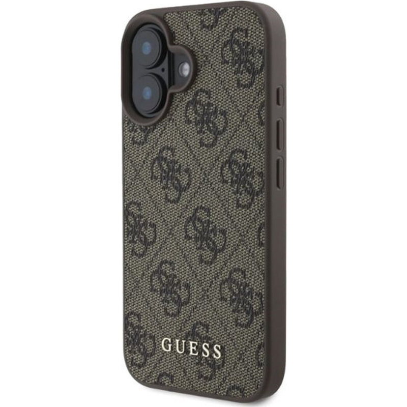 Husa originala Guess iPhone 16 Hardcase 4G Classic, maro, GUHCP16SG4GFBR