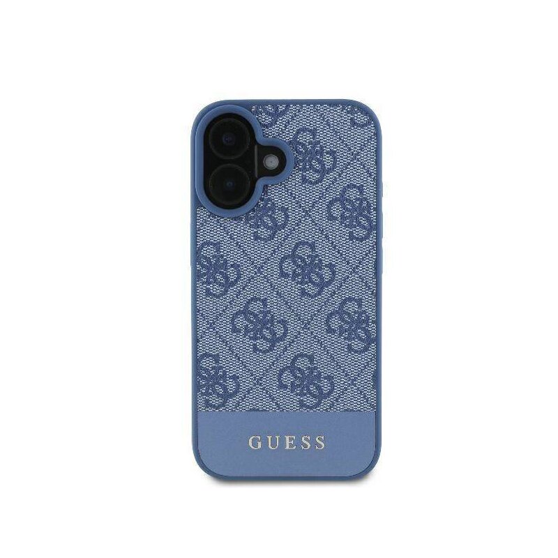 Husa originala Guess iPhone 16 Hardcase 4G Bottom Stripe, albastru, GUHCP16SG4GLBL