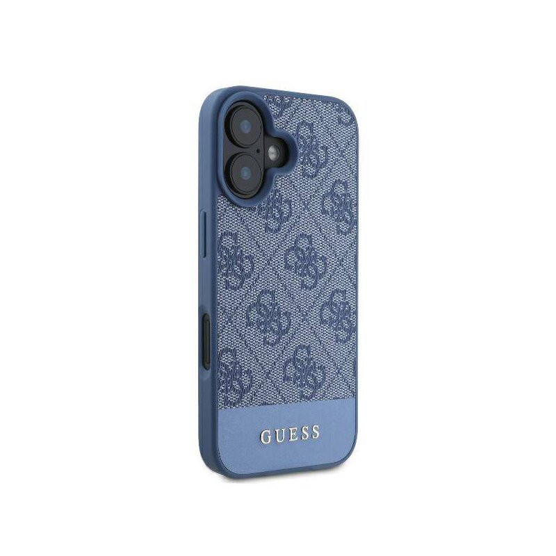 Husa originala Guess iPhone 16 Hardcase 4G Bottom Stripe, albastru, GUHCP16SG4GLBL