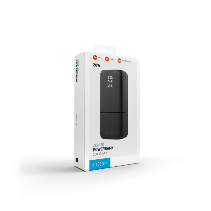 Baterie externa USB-C, 2xUSB, 30000mAh Fixed, FIXZEN-30-BK