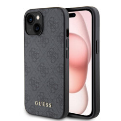 Husa originala Guess iPhone 15 Plus Hardcase 4G Metal Gold Logo, gri, GUHCP15MG4GFGR