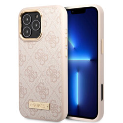 Husa originala Guess iPhone 16 Pro Hardcase 4G Logo Plate MagSafe, roz, GUHMP16LU4GPRP