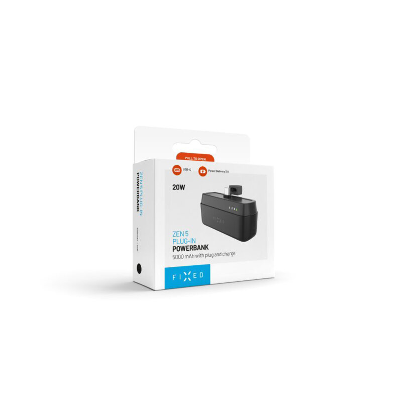 Baterie externa USB-C Fixed, 20W, 5000mAh, negru, FIXZEN-5PL-BK