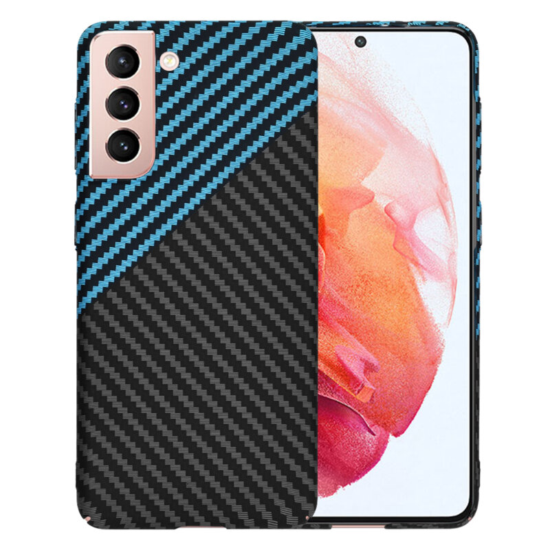Husa Samsung Galaxy S21 5G Techsuit Carbonite FiberShell, bleu