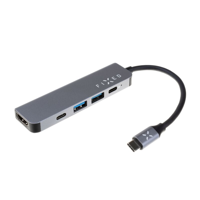 Hub Type-C, 2 x USB, HDMI 4K, 100W Fixed, gri, FIXHU-MN-GR