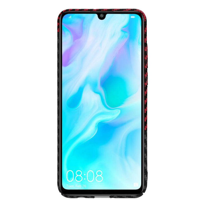 Husa Huawei P30 Lite Techsuit Carbonite FiberShell, rosu inchis