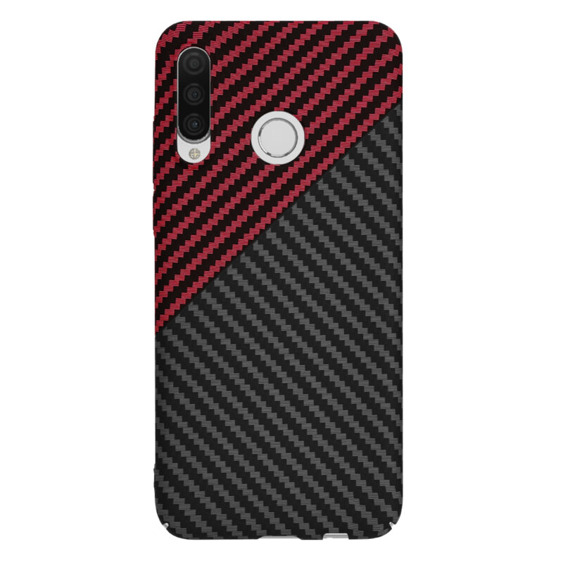 Husa Huawei P30 Lite Techsuit Carbonite FiberShell, rosu inchis