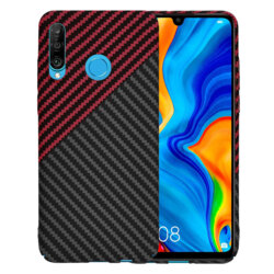 Husa Huawei P30 Lite New Edition Techsuit Carbonite FiberShell, rosu inchis