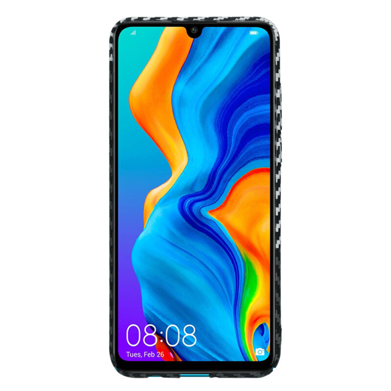 Husa Huawei P30 Lite New Edition Techsuit Carbonite FiberShell, gri