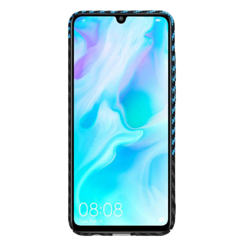Husa Huawei P30 Lite Techsuit Carbonite FiberShell, bleu