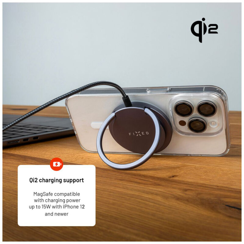Incarcator MagSafe Ring Qi2 Fixed, 15W, 1.2m, gri, FIXMPADP-GR