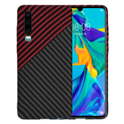 Husa Huawei P30 Techsuit Carbonite FiberShell, rosu inchis